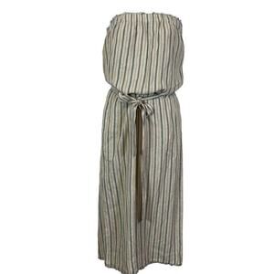 Cloth & Stone Womens Strapless Linen Blend Stripes Belted Jumpsuit Cropped sz S